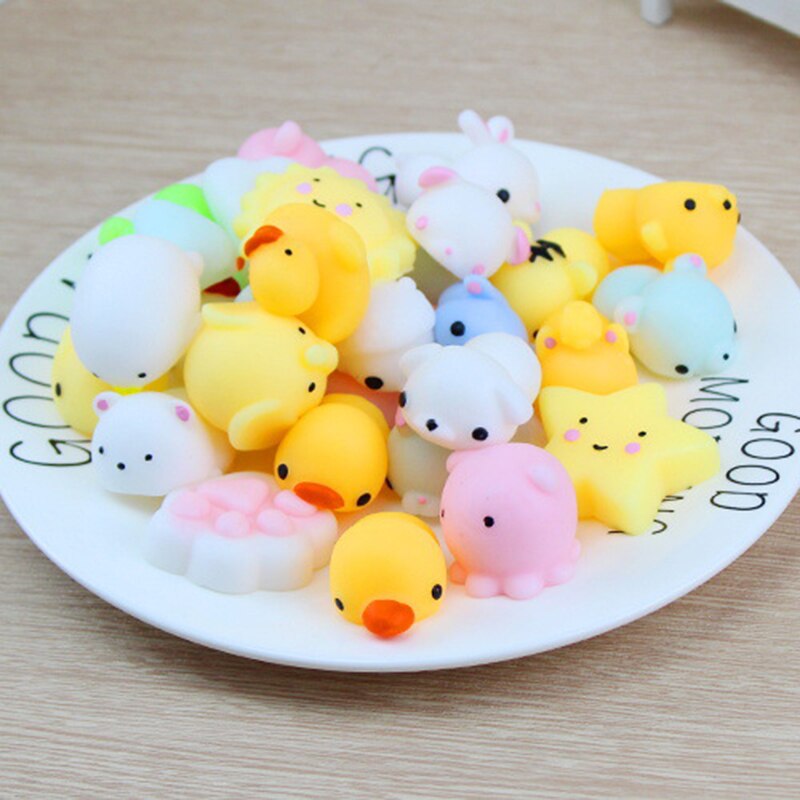 20Pcs Soft Mini Mochi Funny Soft Squishi Animals Squishy Toys Tiger Starfish Bear Lion Pig Anti-stress Decor Random