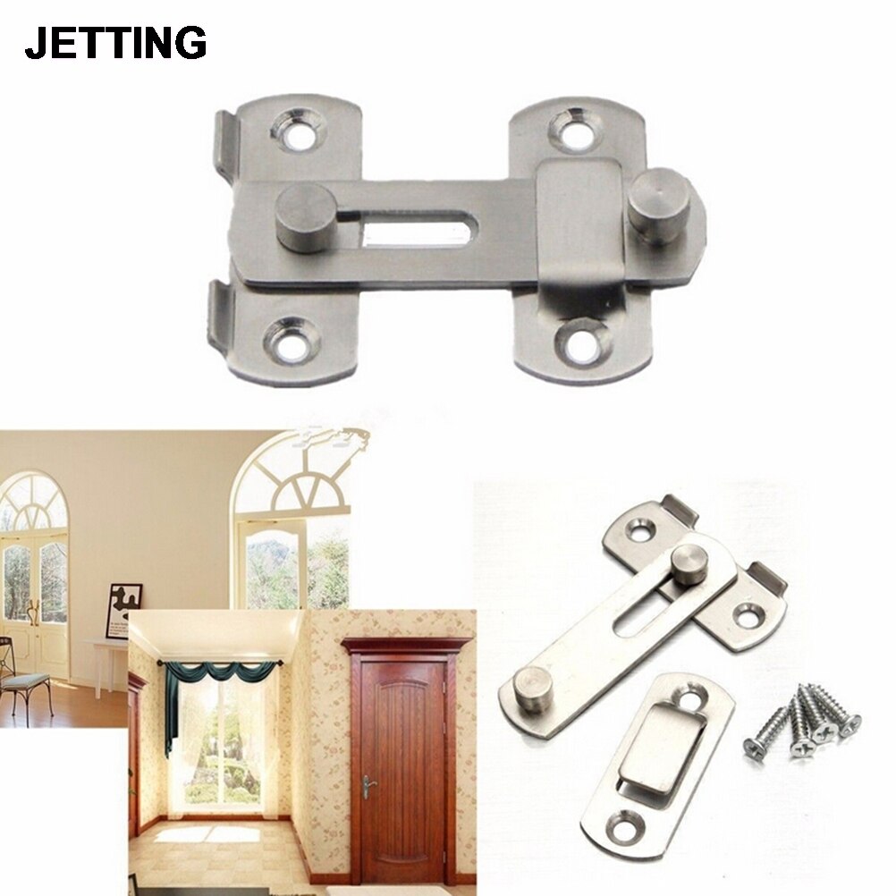 Stainless Steel Gate Door Bolt Latch Slide Lock Hardware + 4pcs Screw For Home Safety Door Bolts Set