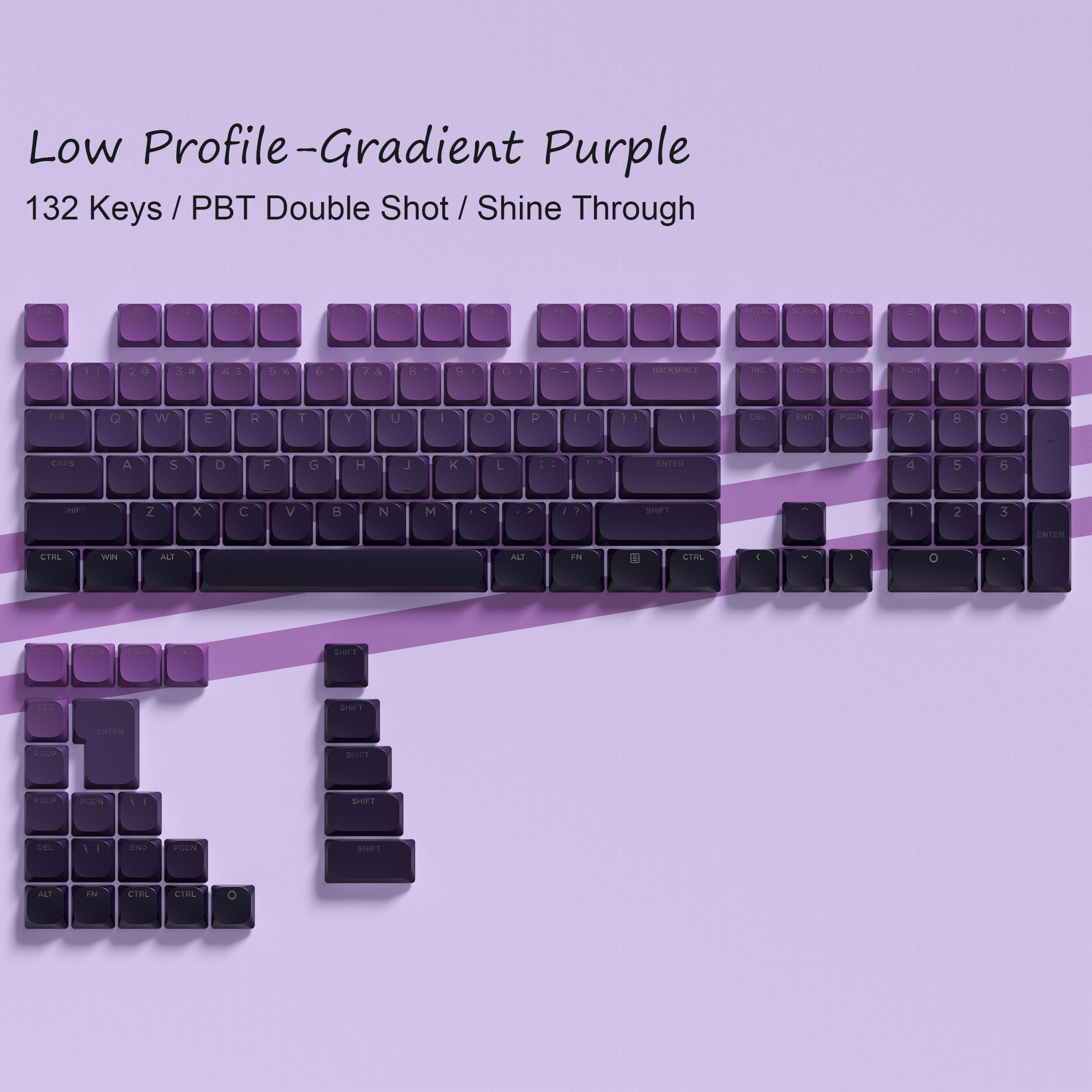 138 toetsen Low Profile PBT Keycaps Custom Double Shot Slim MX Keycaps voor Gateron Cherry MX mechanische schakelaars gamingtoetsenborden: Roze