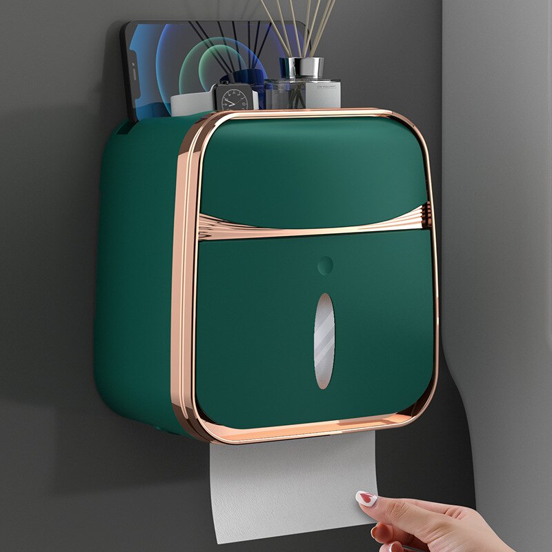 Toilet Wall Mounted Waterproof Roll Paper Box Toilet Paper Box Tube Paper Storage Rack Tissue Boxes Kitchen Bathroom Supplies