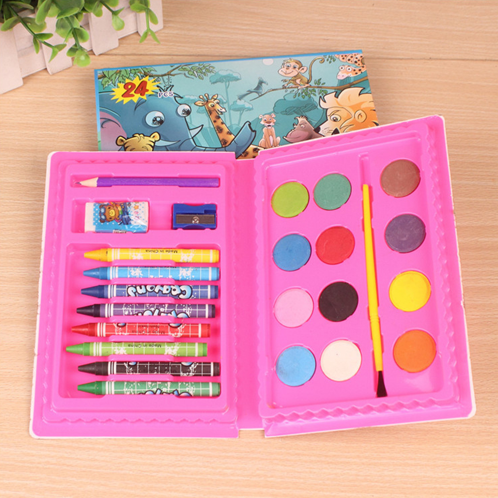 24pcs Watercolor Pen Art Supplies School Crayon Pigment Drawing Artist Kids Student Combination Painting Set