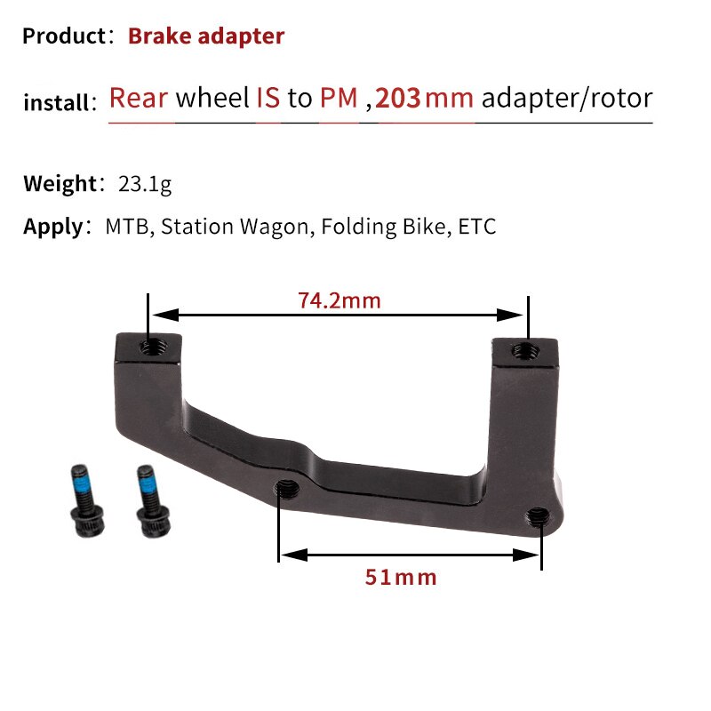 NUTT – adaptateur de frein à disque 140/160/180/203mm, pour montage sur Rotor PM, vis de conversion avant/arrière en alliage pour vtt et vélo: Rear 203mm  B pillr