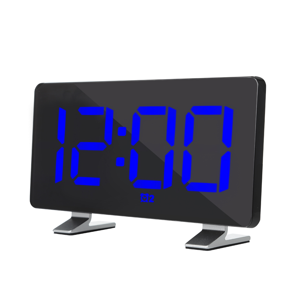 LED Music Digital Alarm Clock With USB Charging Port Snooze Function Brightness Adjustable Table Clock Bedroom Study Room Decor: Ocean Blue