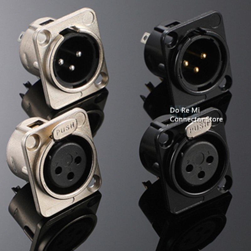 5pcs/lot 3 Pin XLR Male Plug Panel Mount XLR Chassis Microphone MIC Cable Terminal XLR Wire Connector Black/Silver