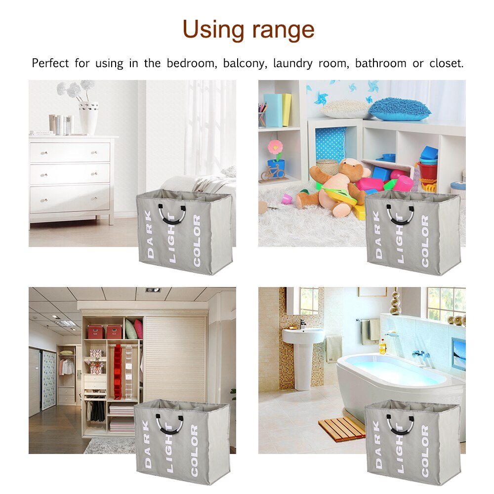 Inklapbare 3-sectie Waszak Opvouwbare Wasmand Duurzaam Oxford Stof Wasmand Kleren Sorter Opbergtas