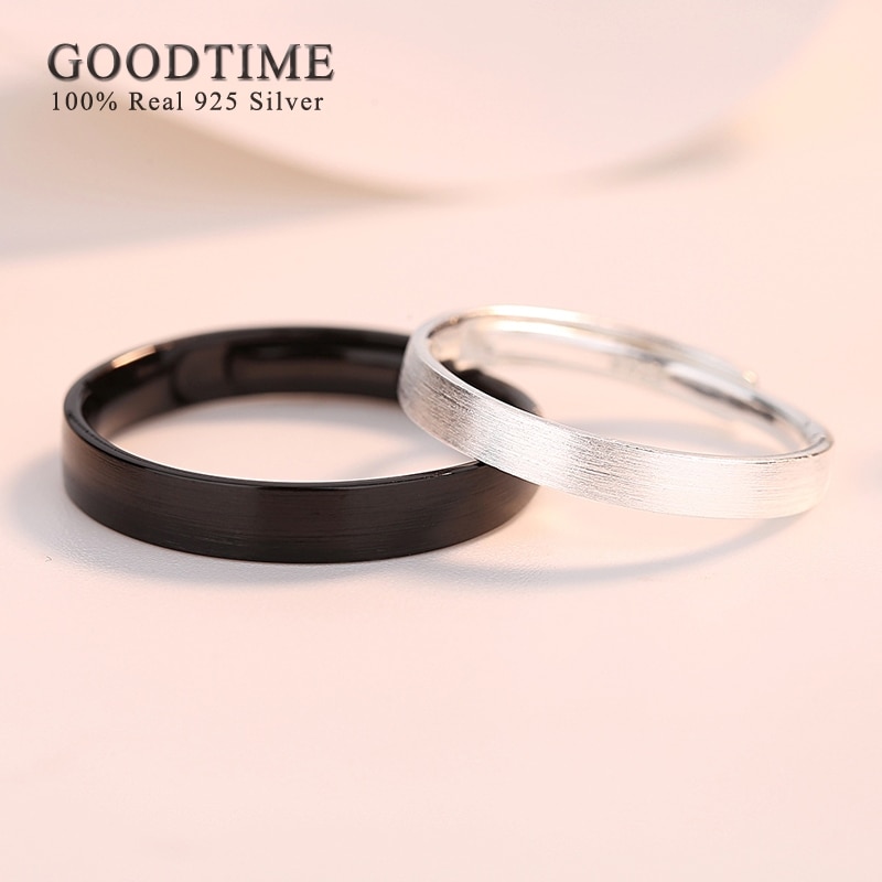 Simple Distinctive Style Sterling 925 Silver Rings For Lover Couple Drawing Shape Adjustable Party Wedding Engagement Rings