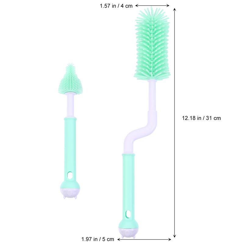 Juego de 2 uds. De brochas de silicona para limpieza de biberones, Cepillo giratorio de 360 grados
