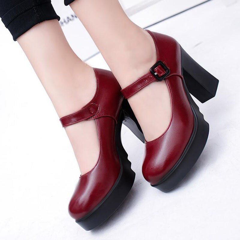 Léger et confortable carrière talon haut été Europe et amérique chaussures à talons hauts à plate-forme imperméable à talons hauts: Wine Red / 6