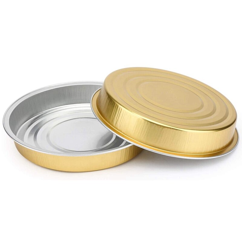 Round Foil Pan with Lids, 6 Inch 25 Pack Aluminum Foil Pizza Pan Disposable Baking Pan Tin Tart Pans Baking Foil Pans