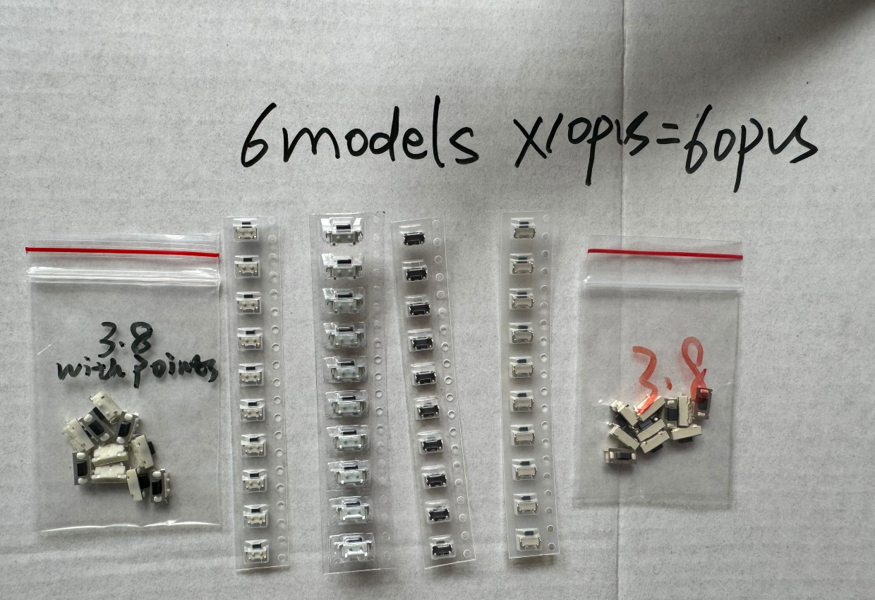 50 Uds botón de teléfono pulsador lateral Micro botón Interruptor táctil de luz 2X4mm/3X6X3.5mm interruptor táctil momentáneo montaje SMD PCB: Marfíl