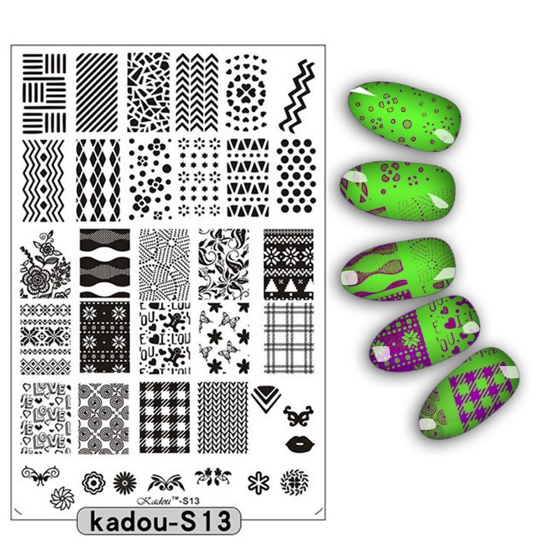 9.5*14.5cm Nail Stamping Plate Nail Art Stencils For Nails Manicure Popular Plate Instruments Tool 16 Patterns: KADOUS13