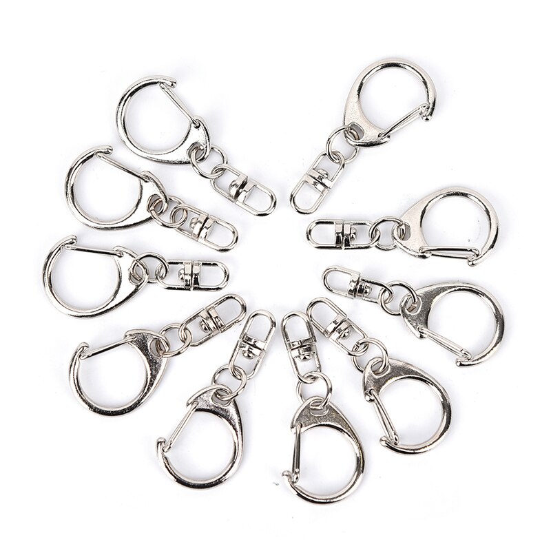 10 st polerat silverfärg 50mm nyckelring nyckelring splitring med kortkedja nyckelringar hasps diy nyckelringar tillbehör