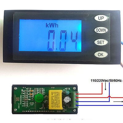 20a ac digital ledd effektmätare monitor spänning kwh tid watt energi volt ammeter