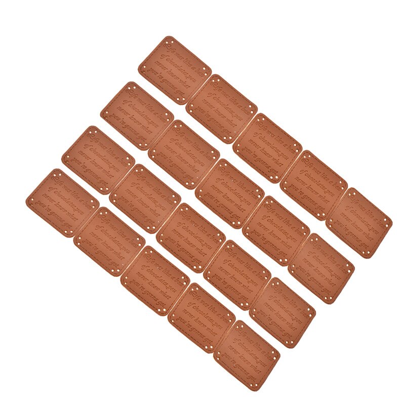 20 stk retro brun pu læder etiket håndlavet diy læder tags præget beklædningsetiketter: Ord