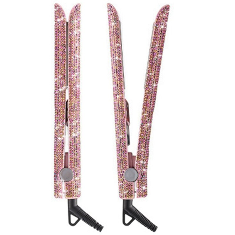 Eas-hair stijltang, handgemaakt, kristal diamant met lcd-scherm, fonkelende strass steentjes, titanium plaatijzer