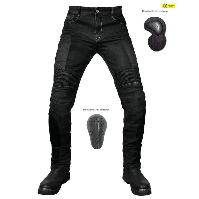 Summer Mesh Jeans Motorcycle Pants Breathable Motorbike Pants Anti-Fall Riding Pants Motocross Men Jeans Protection CE Certified: Black Pants / XXL