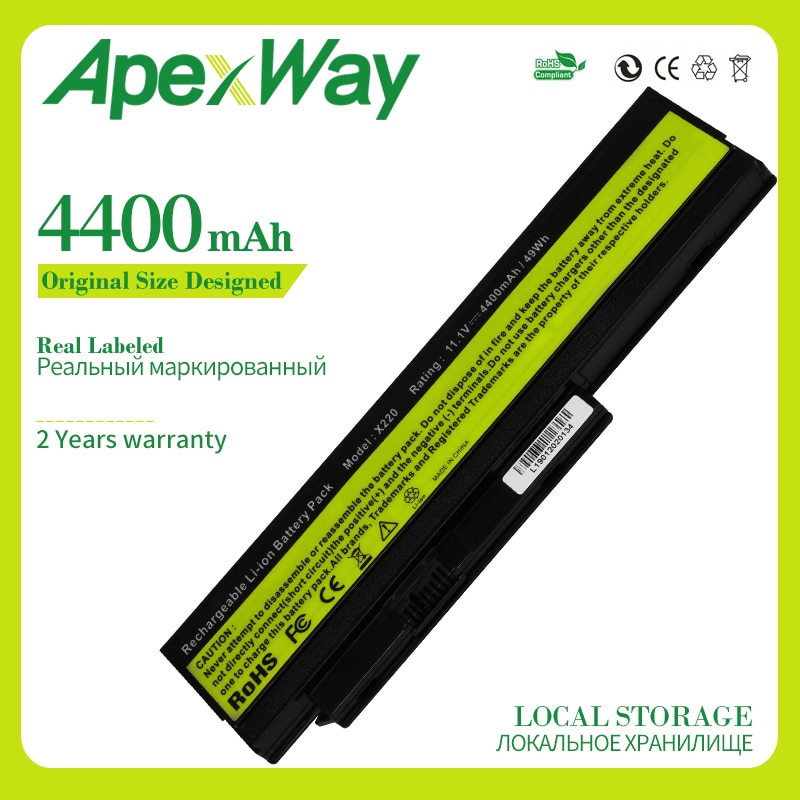Apexway 11.1V 4400 Mah 6 Cellen Laptop Batterij Voor Lenovo Thinkpad X220 X220i 42T4901 42T4940 42T4942 Asm 42T4862 42T4865 42T4861