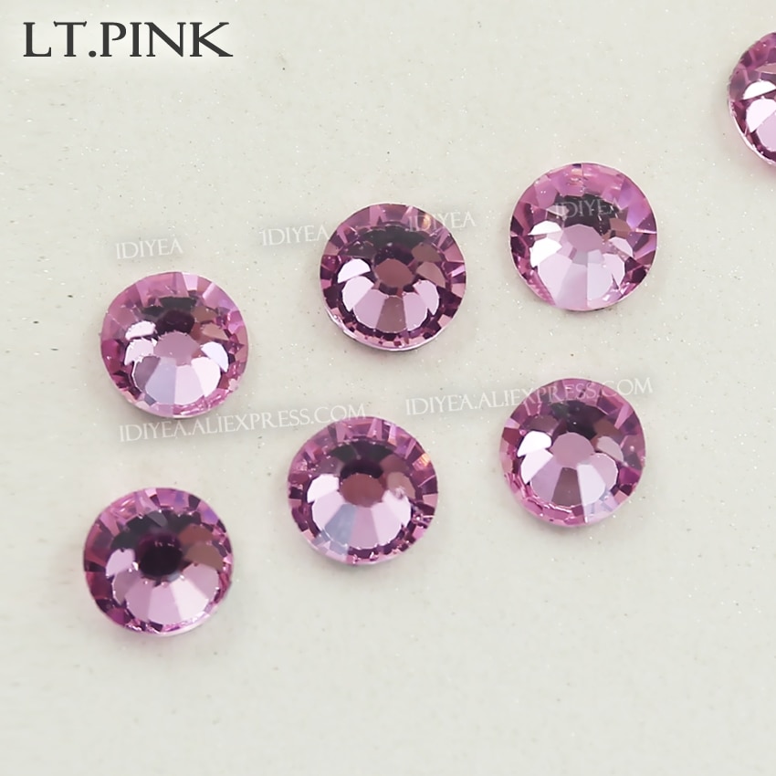 Lt. Pink fix kristallen strass platte achterkant steentjes hotfix stenen voor handwerken trouwjurk spangles glitters decoratie
