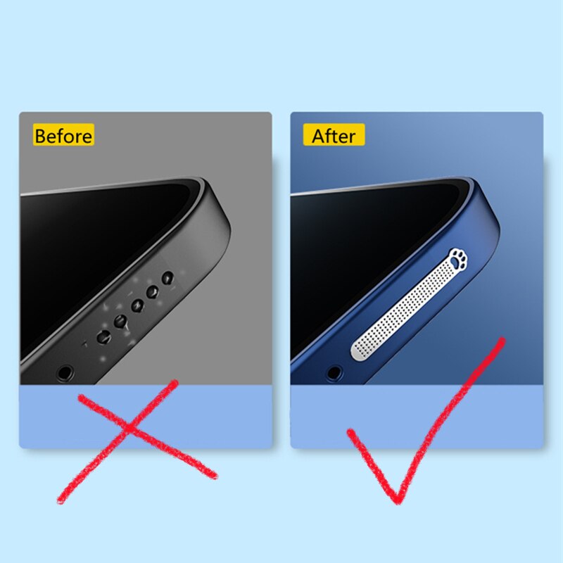 Funda de Metal con forma de Pata de Gato para iPhone, malla antipolvo, Red a prueba de polvo, para modelos 12, 13Pro Max, 13MinI y 12Mini