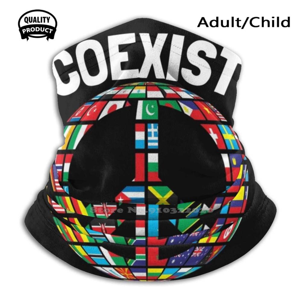 Coexist en paz, suave y cálida mascarilla facial, bufanda deportiva, Coexist paz, religión, mundo, cristiano, Judaísmo, amor, fe, Islam: Scarf Mask / Adult Size
