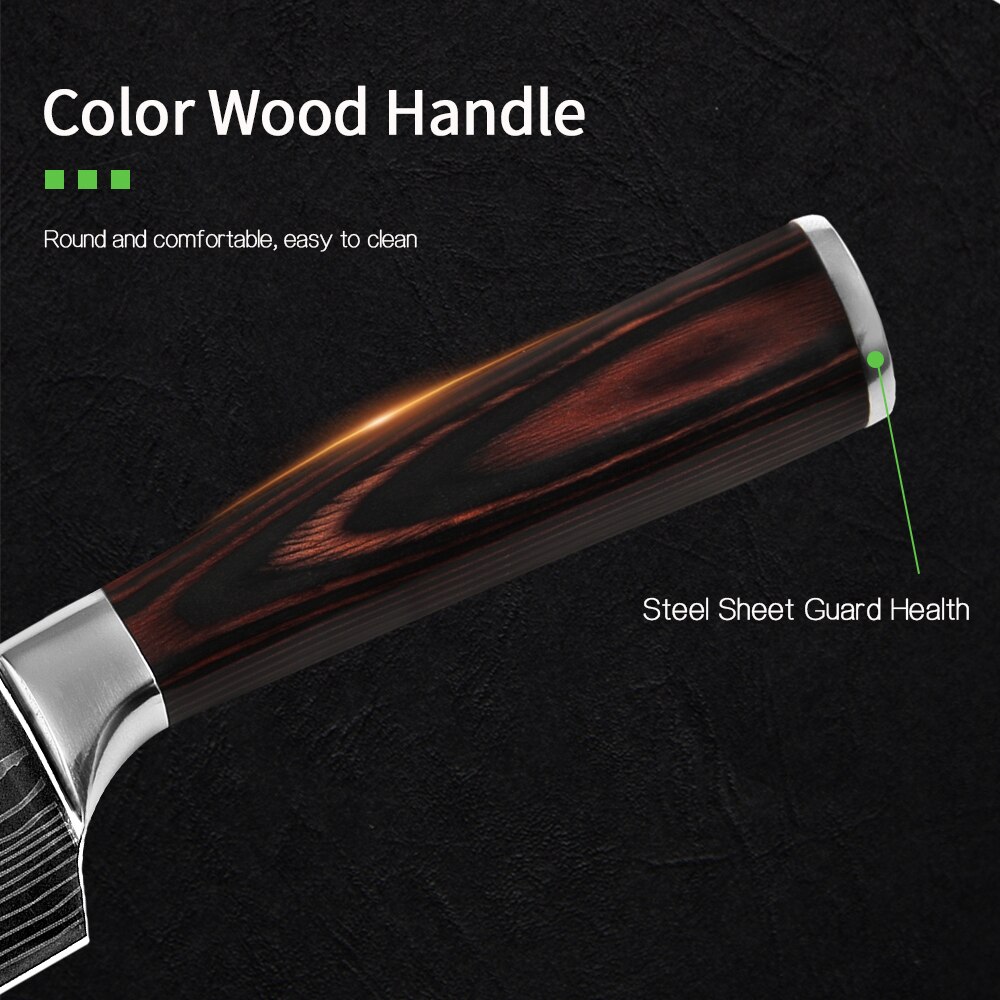 QING Kitchen Knife Set Non-stick Chef Knives Set High Carbon Stainless Steel Cooking Paring Cutting Slicing Cleaver