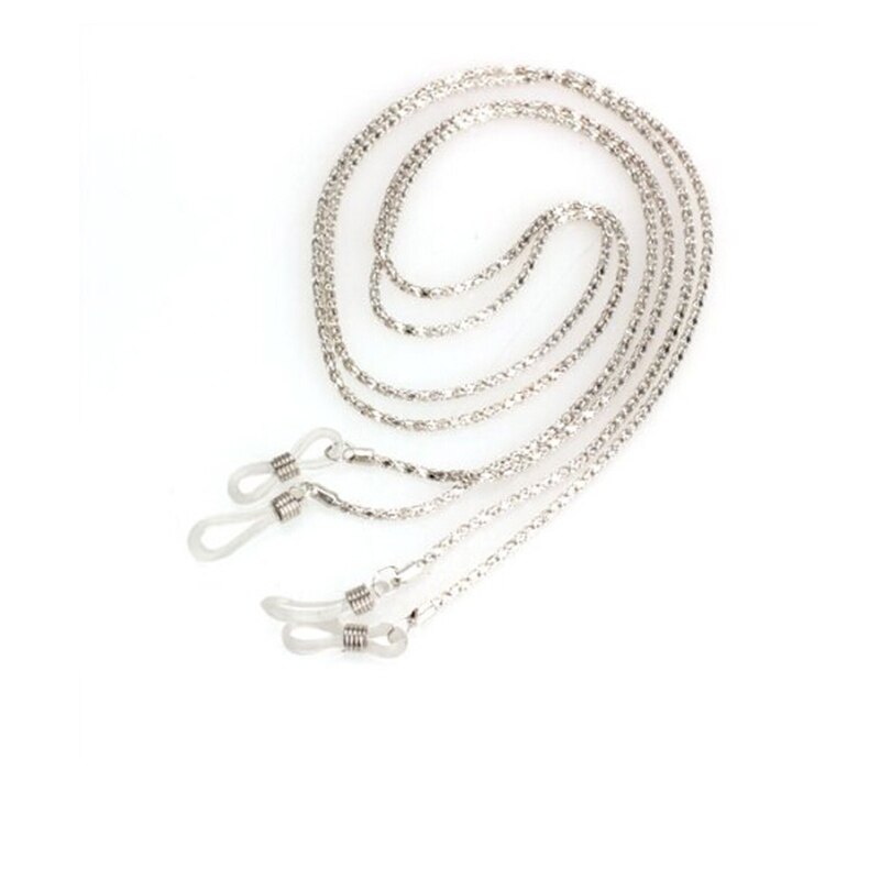 4 kleuren 61cm ketting voor metalen bril brillen ketting koord leesbril zonnebril koord riem: Zilver