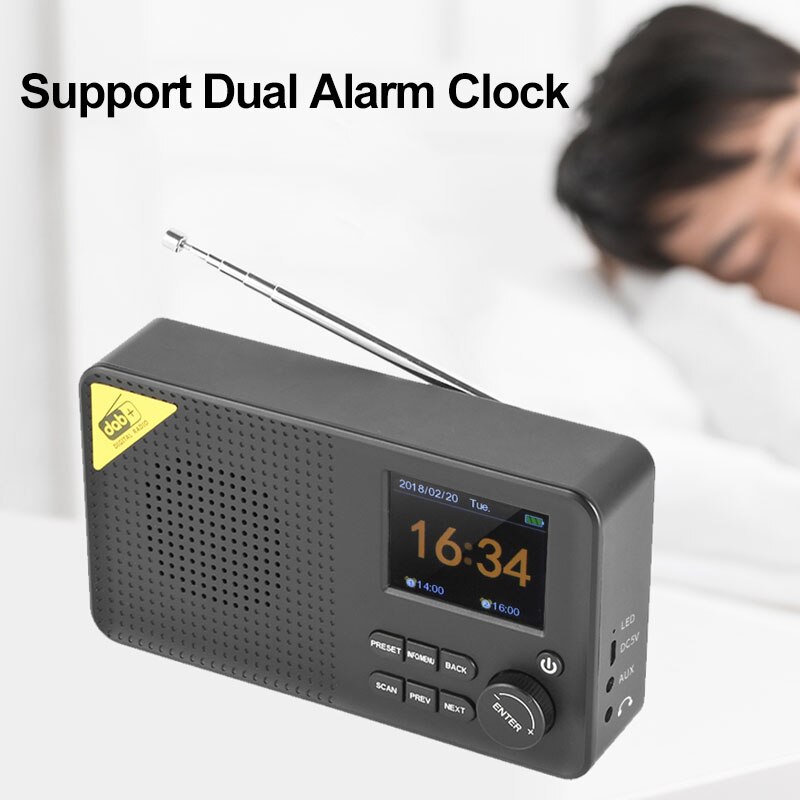 Tragbare Bluetooth FM Radio DAB/DAB + Receiver Stereo Musik-Player mit 2.4 "LCD Display Unterstützung AUX Kopfhörer spielen Multi-sprache