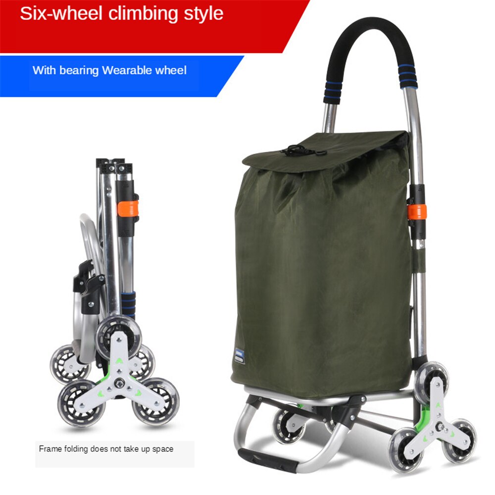 B-LIFE Trap Klimmer Trolley Dolly Winkelen Kruidenier Opvouwbare Winkelwagen Met Rolling Swivel Wielen En Oxford Doek Boodschappentas: Q 6