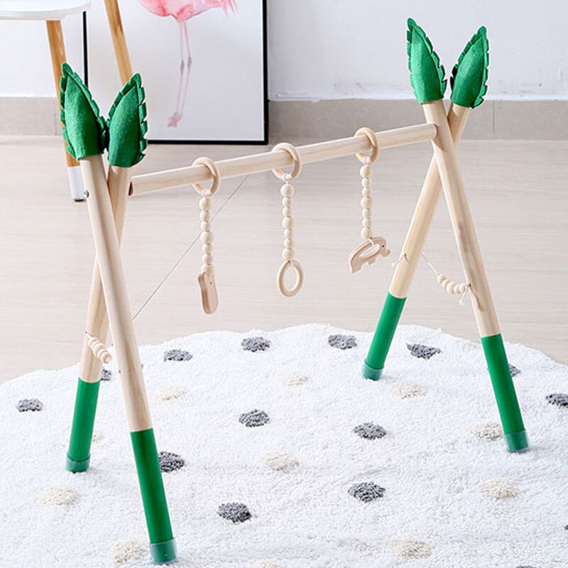 Juego de gimnasio de estilo nórdico para bebé, juguete sensorial con anilla, marco de madera, estante de ropa para habitación infantil, , decoración para habitación infantil, 1 Juego: 12