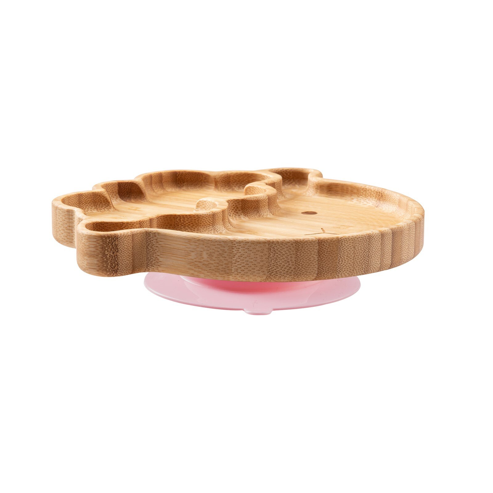 Cuenco de bambú para alimentación de bebé, juego de vajilla de silicona con ventosa, antideslizante, resistente al agua, tenedor, cuchara, 4 piezas: 1pcs-M
