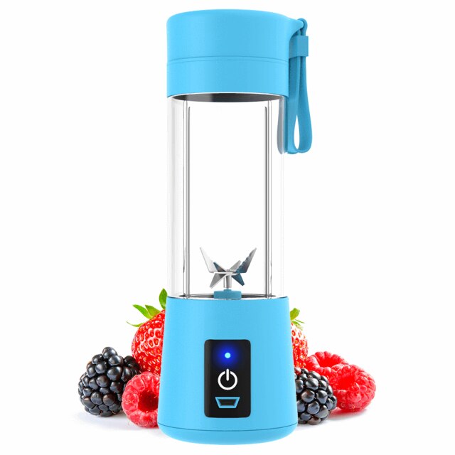 380Ml 6 Blades Draagbare Blender Elektrische Fruitpers Huishoudelijke Oranje Citruspers Voor Kind Thuis Keuken Mixer Smoothie Maken: Blue