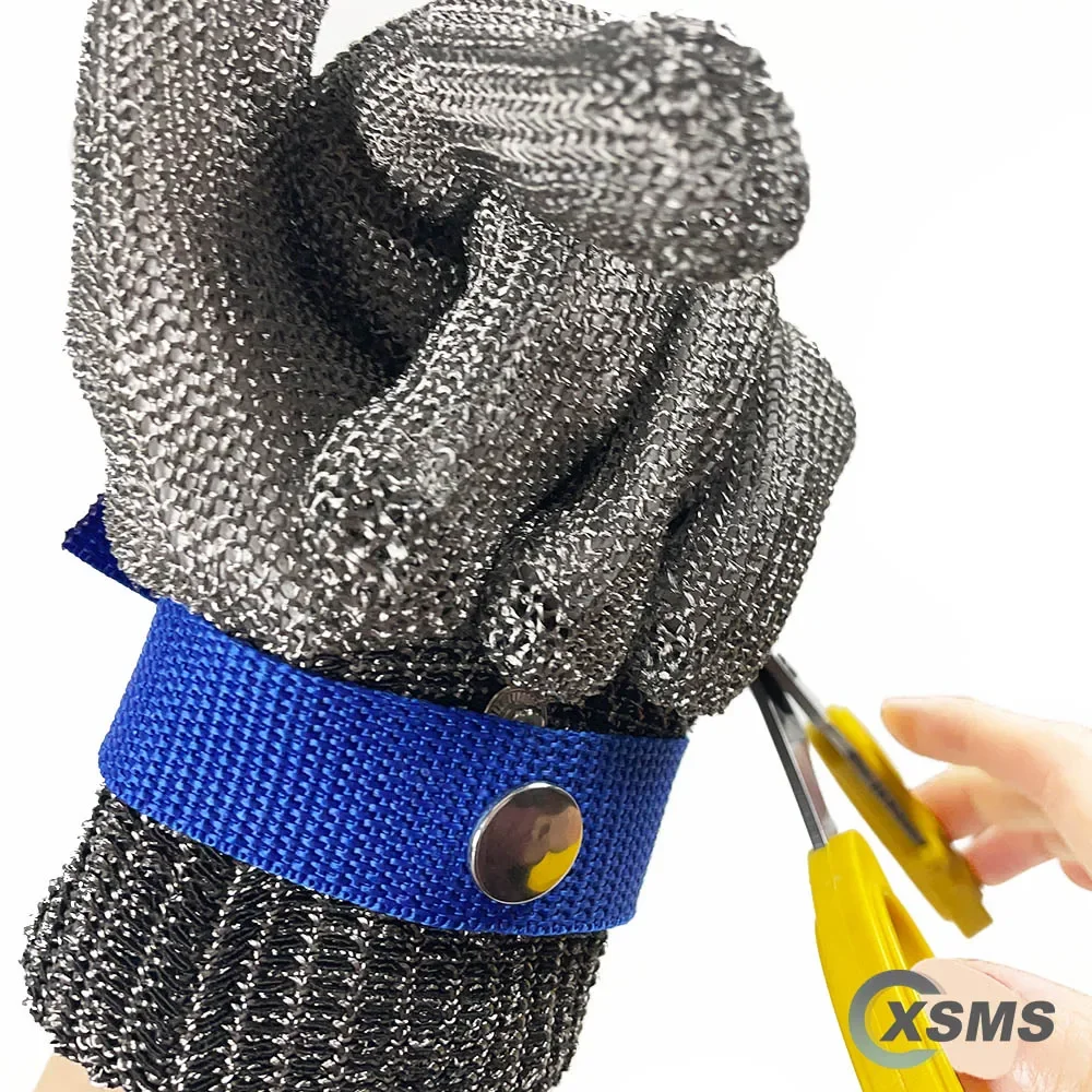 Schnittschutzhandschuhe, sicher, schnittfest, stichfest, Edelstahldraht, Metallgeflecht, Metzger, schützt Fleisch, schnittfeste Handschuhe ANSIA5