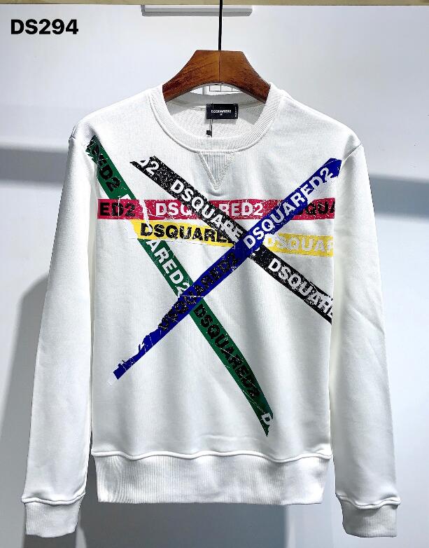 Fw høst vinter dsquared 2 dame/herre hettegenser trykt unisex fritidsgenser  ds294: Hvit / M