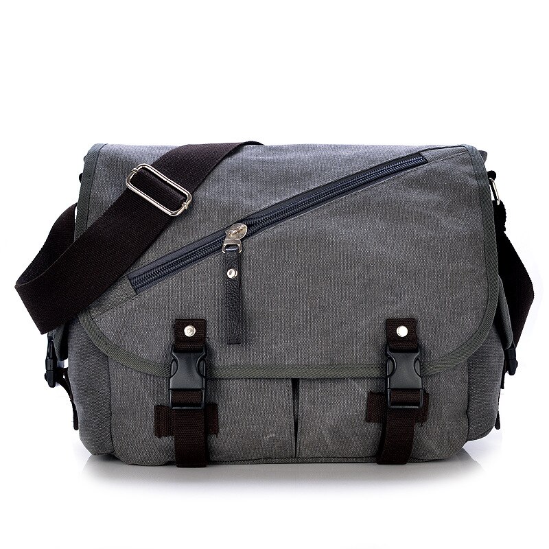 Canvas Tas Mannen Grote Capaciteit Messenger Bag Mannen Mode Een Schouder Differentieel Zak: Gray