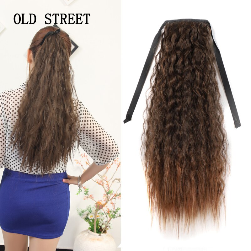 Synthetic Ponytail Wate Wave Long High Temperature Fiber Tie on Hair Extensions For Girls Party Clip in Hairpieces OLD STREET