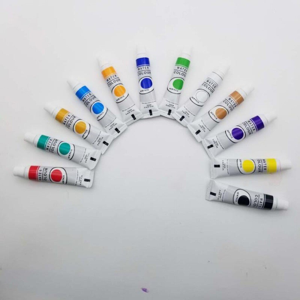 12 Kleuren 12 Kleuren Acrylverf Tekening Pigment Olieverfschilderij 6 Ml Buis Met Borstel Set Kunstenaar Levert 12ml