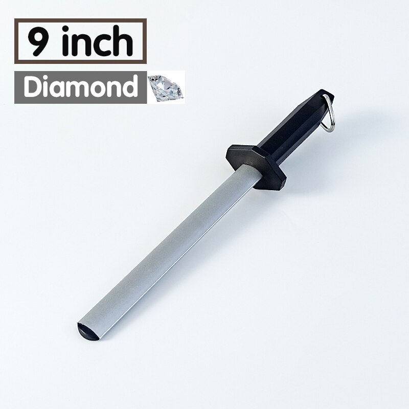 Diamond sharpening rod Tungsten steel carbon Knife kitchen Slaughterhouse butcher Ceramic Household honing steel knife sharpener: DUOJIAO 9 inch