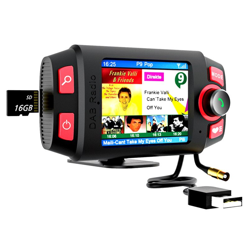 JaJaBor-receptor de Radio DAB para coche, Adaptador de Audio, transmisor FM, Bluetooth, manos libres, soporte de reproducción de tarjeta TF, reproductor MP3 estéreo AUX: Default Title