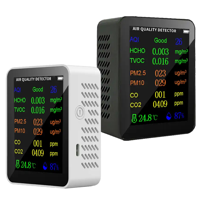 10-in-1-Luftqualitätsmonitor, CO2-Messgerät, Kohlendioxid-Detektor, PM2,5, PM10, TVOC, HCHO AQI-Tester mit Temperatur- und Feuchtigkeitsmessung