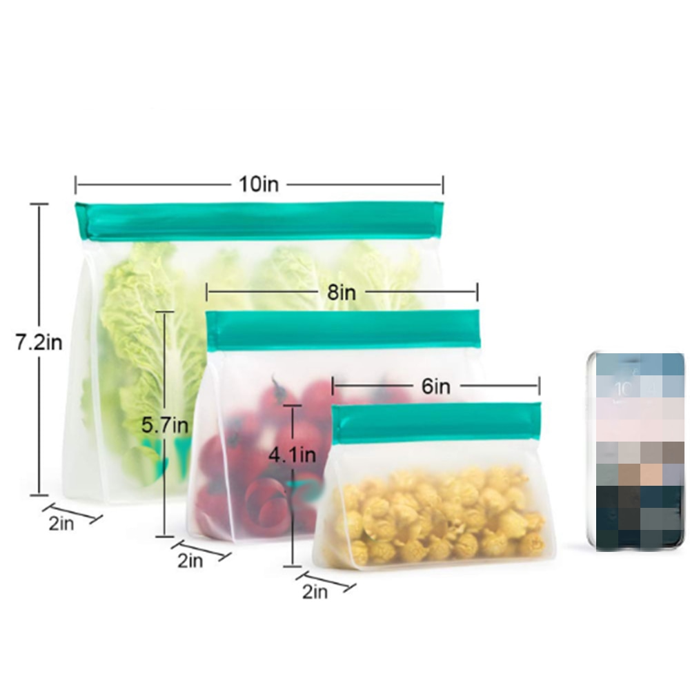 Silicone fresh food storage bag container reusable three-dimensional freezing bag leak-proof top ziplock bag kitchen storage bag