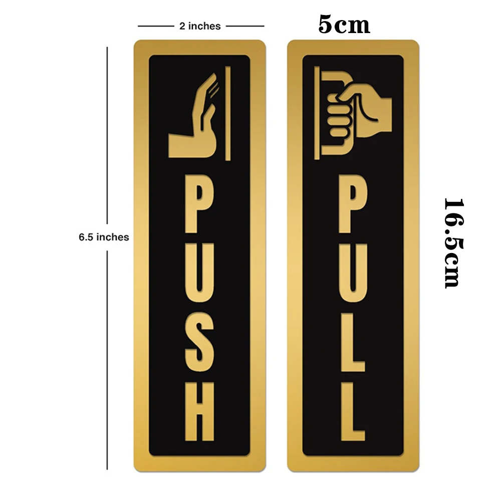 Señal de puerta de empuje y tracción, pegatinas de pared de espejo 3D, letras, calcomanía de símbolo de empuje y tracción para tienda, Hotel, restaurante, cafetería, banco, centro comercial, decoración: Gris