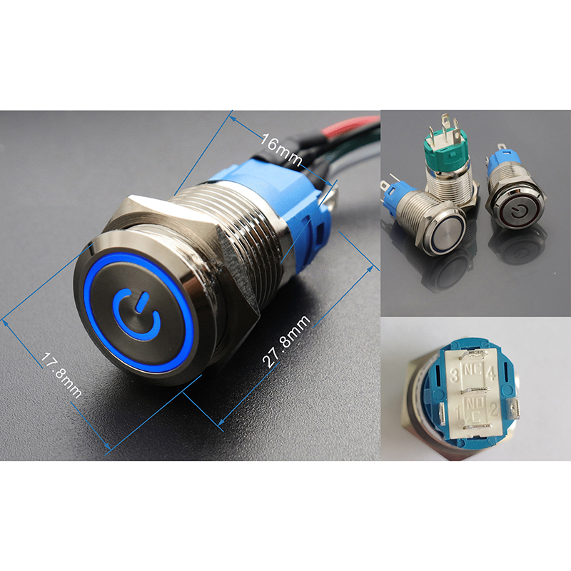 Cable de interruptor de botón de Metal para PC, interruptor de botón SW de alimentación de inicio de Host, botón SW de reinicio de computadora con Cable de reinicio automático/autobloqueo