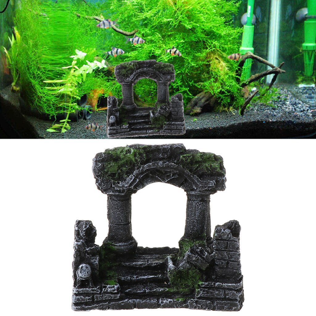 Resin Rome Square Stone Pillars Bi-Columns Aquarium Landscaping Fish Tank Decor Home Garden Decoration Accessories -M33