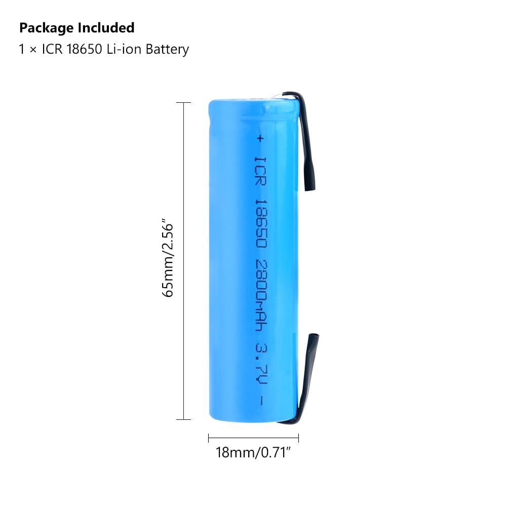 1/2/4/6/8/10 Pcs 18650 2800mAh ICR 18650 Battery 3.7V Li-ion Lithium Rechargeable Battery With Soldering Tabs For Torch