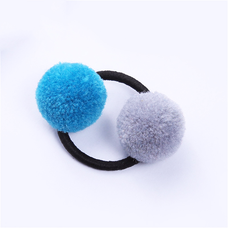 1PC lindo niñas pompón pelo lazos doble Pom elástico banda de pelo Pelo cuerdas, accesorios para el cabello para niños las niñas