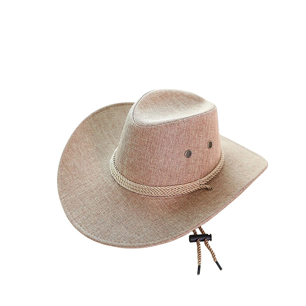 Rejse stråhatte mænd forår sommer cowboy udendørs kuppel bred stor rand hat mandlig åndbar strand solhætte en størrelse: Let kaffe
