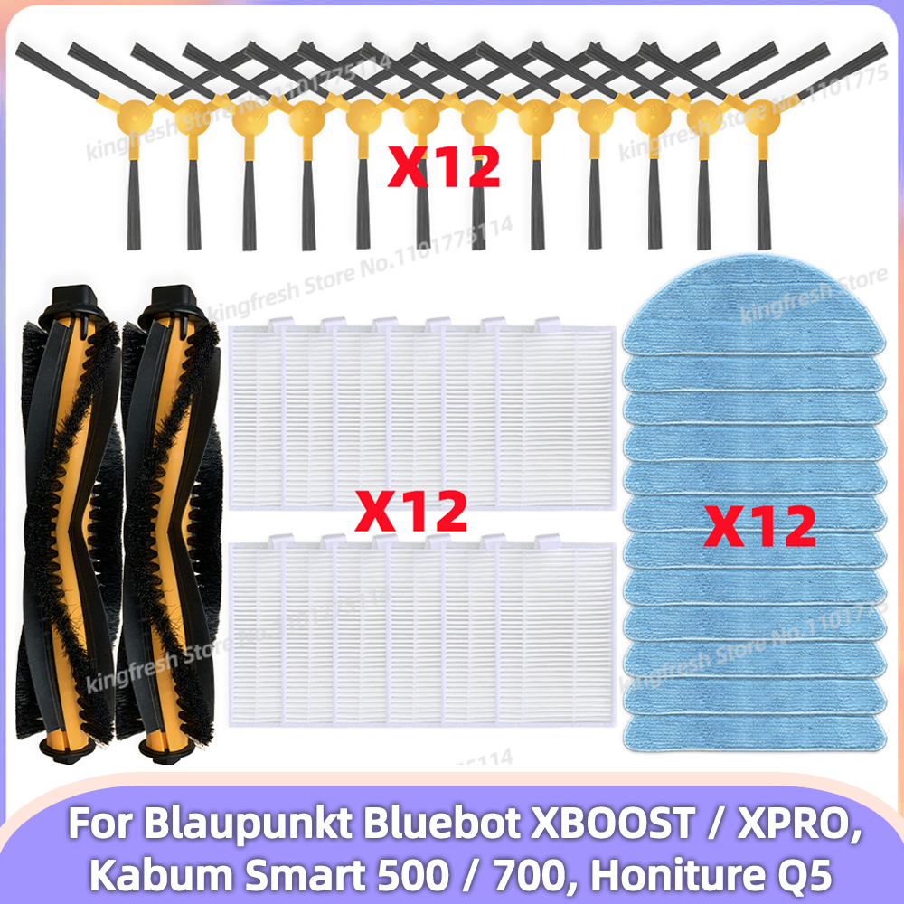 Geschikt voor Blaupunkt Bluebot XBOOST / XPRO, Kabum Smart 500 / 700 KBSF003, Honiture Q5 Vervangingsonderdelen voor Stofzuiger Hoofdroller Zijborstel HEPA Filter Dweildoek