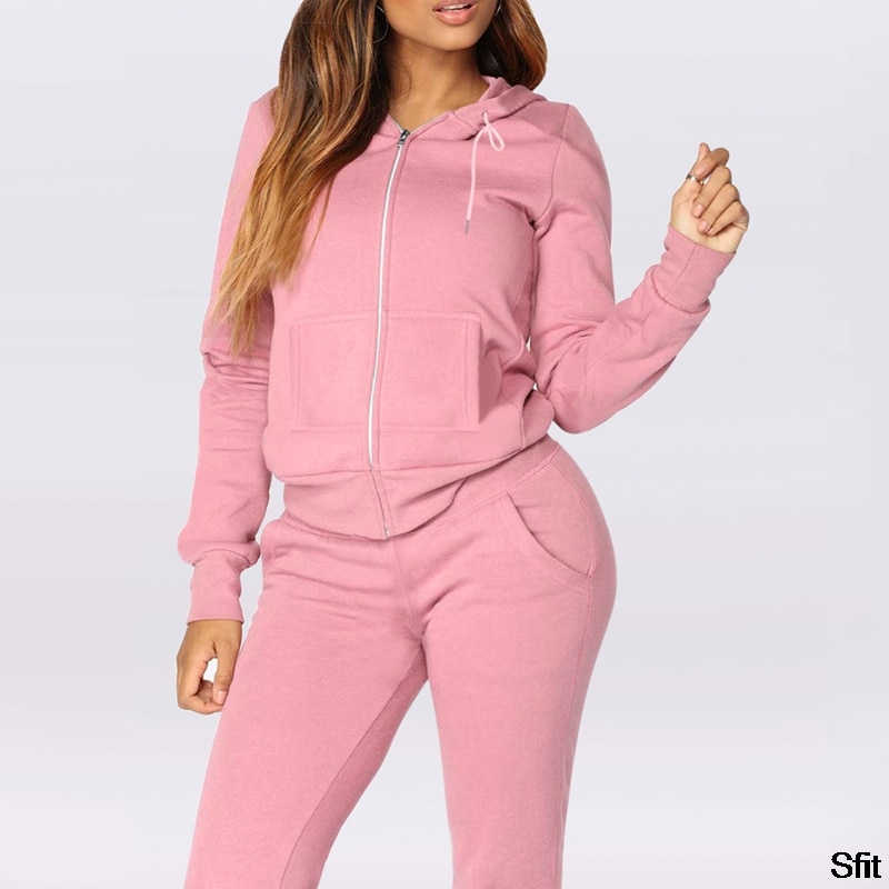 Womens Atletische Trainingspak Set Warm Running Jogging Sportwear Zweet Pak Tweedelige Set Jogging Femme Rits Top