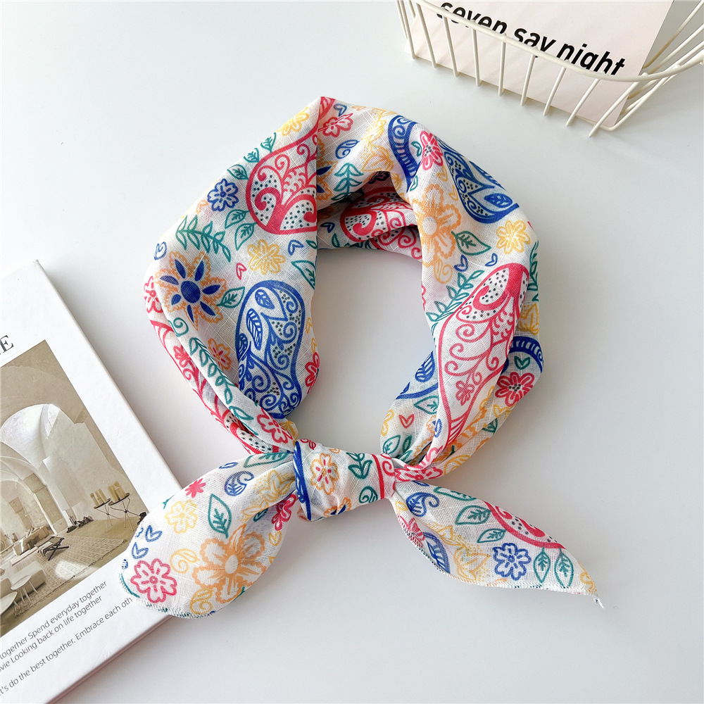 58cm Cotton Beautiful Bandanas Square Scarf Women Girls Headband Accessories Handkerchief Neckerchief Hairscarf Hairscarf
