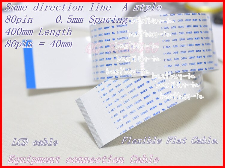 0.5mm Spacing +400mm Length +80Pin A / same direction line Soft wire FFC Flexible Flat Cable. 80P*0.5A*400MM